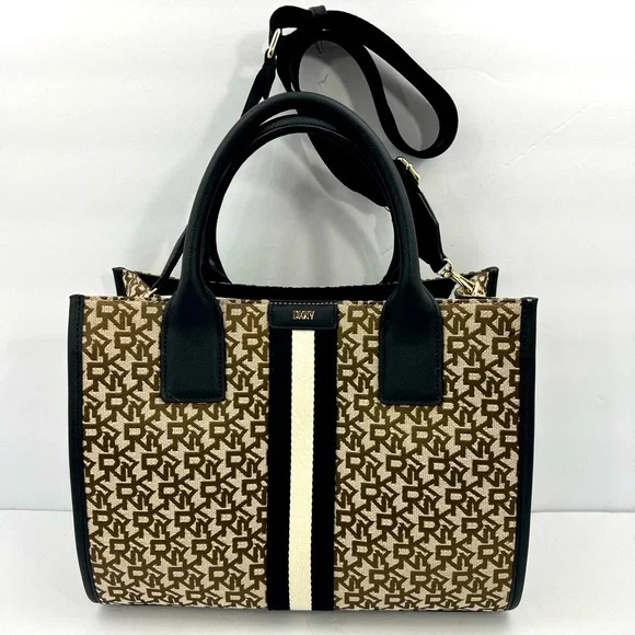Dkny | Bags | Dkny Carlita Md Tote Bag Beige Base Brown Logo  display picture 3